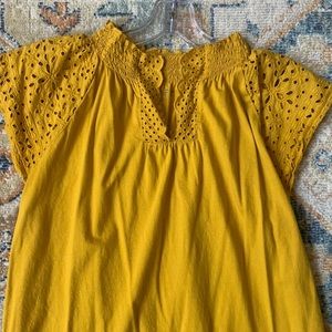 LOFT | Eyelet Split Neck Top